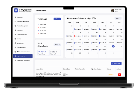 Sub-Admin Attendance Tracking Mockup